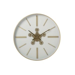 WALL CLOCK IRON WHITE/GOLD LARGE