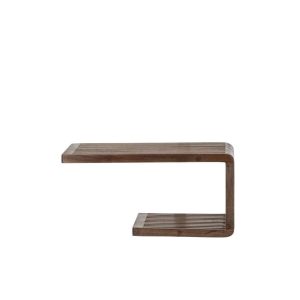 WALL SHELF SLATED RECYCLED WOOD DARK BROWN SMALL