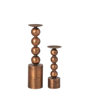 SET OF 2 CANDLE HOLDER JUN IRON BRONZE