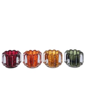 CANDLE HOLDER GLASS MULTI ASSORTMENT OF 4