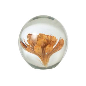 PAPERWEIGHT BALL FLOWERS GLASS BRONZE LARGE