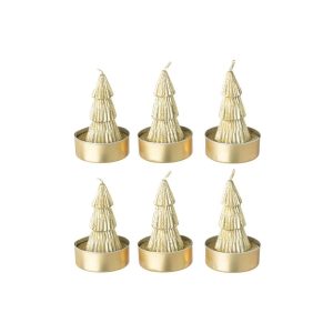 BOX OF 6 CANDLE PINE TREE PARAFFIN GOLD