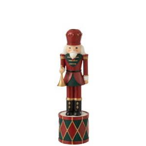 CANDLEHOLDER NUTCRACKER RESIN RED/GREEN LARGE