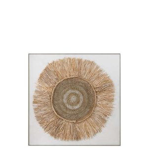 WALL DECORATION IBIZA CIRCLE CANVAS/PAINT CREAM/WHITE LARGE