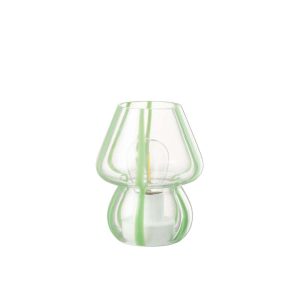 TABLE LAMP STRIPES GLASS TRANSPARENT/GREEN SMALL