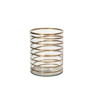CANDLE HOLDER GLASS GOLD/TRANSPARENT LARGE