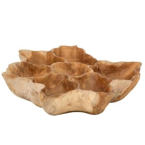 DECORATIVE TRAY ELLA IRREGULAR TEAK WOOD NATURAL