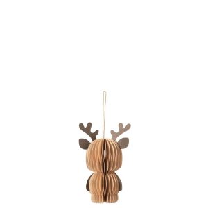 HANGER REINDEER PAPER CAMEL/DARK BROWN SMALL