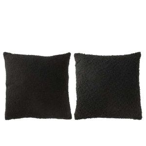 CUSHION SQUARE LOOSE/TIGHT WEAVING COTTON BLACK ASSORTMENT OF 2