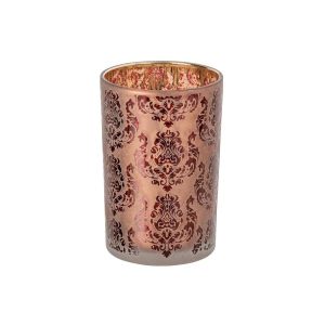 TEALIGHT HOLDER FLOWERS GLASS BURGUNDY/CORAL RED LARGE
