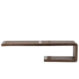 WALL SHELF SLATED RECYCLED WOOD DARK BROWN LARGE