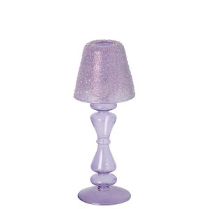 TEALIGHT HOLDER FROZEN FINISH GLASS LIGHT PURPLE SMALL