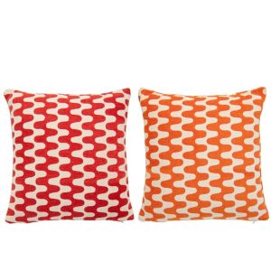CUSHION WAVES COTTON ORANGE/DARK PINK ASSORTMENT OF 2