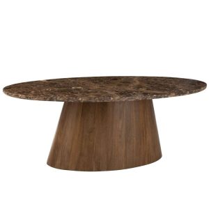 DINING TABLE OVAL MARBLE/MANGO WOOD BROWN