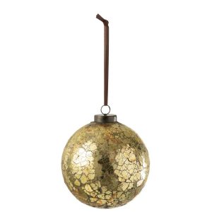 XMAS BAUBLE BROKEN GLASS GOLD LARGE