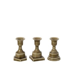 CANDLE HOLDER ALUMINIUM OLIVE ASSORTMENT OF 3