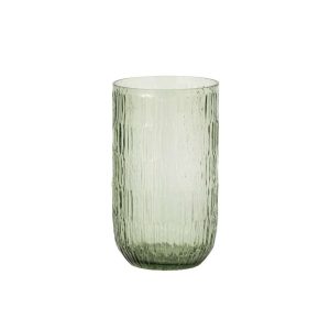 VASE RIBBED GLASS GREEN