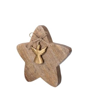 STAR + ANGEL MANGO WOOD NATURAL/GOLD LARGE