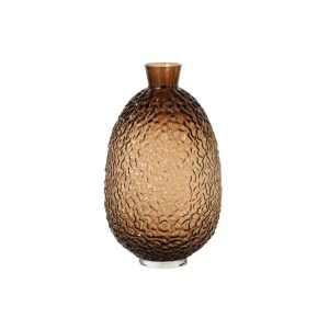 VASE TEXTURED OVAL GLASS BROWN LARGE