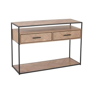 CONSOLE ZIGZAG 2 DRAWERS WOOD/METAL NATURAL/BLACK