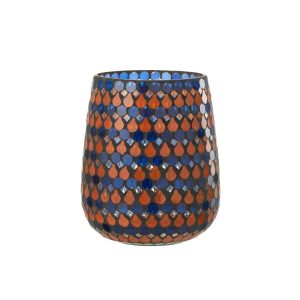 HURRICANE MOSAIC DROP GLASS ORANGE/BLUE LARGE