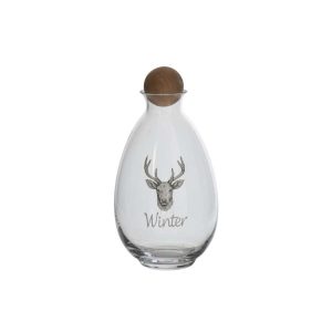 JUG DEER GLASS WHITE/NATURAL