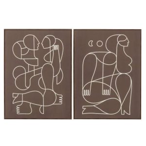 WALL DECORATION VENUS CANVAS DARK BROWN/ECRU ASSORTMENT OF 2