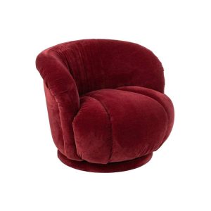 ARMCHAIR SWIVELLING PLYWOOD/FABRIC BURGUNDY