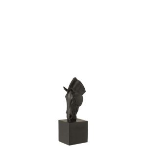 HORSE ON BASE  POLYRESIN BLACK SMALL