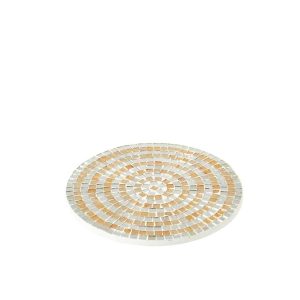 TRAY MOSAIC GLASS SILVER/GOLD MEDIUM