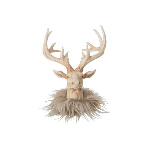 REINDEER HEAD POLYRESIN LIGHT BEIGE LARGE
