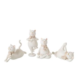CAT SCARF POLYRESIN WHITE ASSORTMENT OF 4