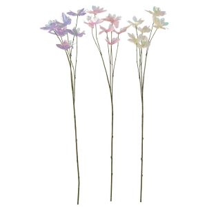 BUTTERFLY BRANCH POLYESTER LIGHT BLUE/LIGHT PINK ASSORTMENT OF 3