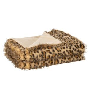 BLANKET LEOPARD PATTERN POLYESTER RUST BROWN/BEIGE