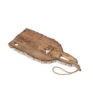 CUTTING BOARD CARVED + BARK MANGO WOOD NATURAL MEDIUM