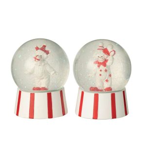 WATER GLOBE CLOWN STONE RED/WHITE ASSORTMENT OF 2