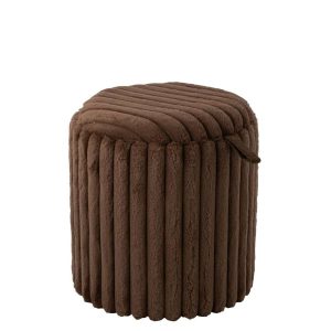 POUFFE + LID RIBBED MDF BROWN