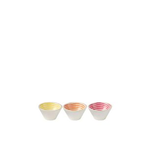 BOWL SPIRAL MANGO WOOD PINK/ORANGE/YELLOW SMALL ASSORTMENT OF 3