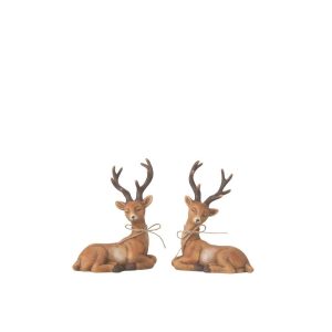 DEER LYING PORCELAIN BROWN ASSORTMENT OF 2