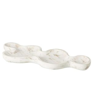DECORATIVE TRAY IRREGULAR PAULOWNIA WOOD OFF-WHITE
