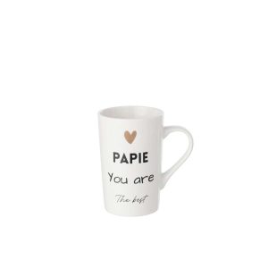 BOX OF 1 MUG "PAPIE" PORCELAIN WHITE/BLACK
