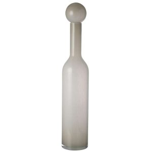 VASE BOTTLE+CAP PLAIN GLASS GREY LARGE
