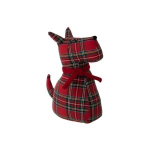 DOORSTOP DOG POLYESTER CHRISTMAS RED/GREEN