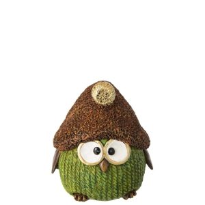 OWL HAT POLYRESIN GREEN/BROWN SMALL
