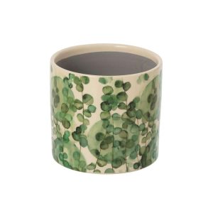 FLOWERPOT CERAMIC DARK GREEN/ECRU LARGE