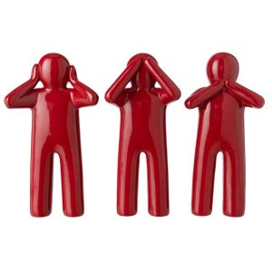 P'TIT MAURICE LACQUERED POLYRESIN DARK RED LARGE ASSORTMENT OF 3