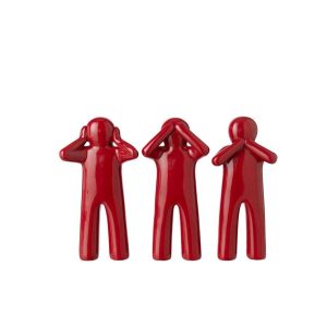 P'TIT MAURICE LACQUERED POLYRESIN DARK RED SMALL ASSORTMENT OF 3