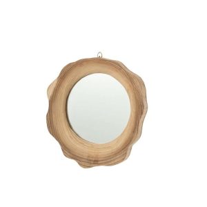 WALL MIRROR RIBBED PAULOWNIA WOOD NATURAL SMALL