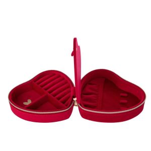 JEWELLERY BOX HEART VELVET CARMINE RED LARGE