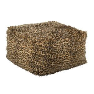 POUFFE LEOPARD PATTERN POLYESTER RUST BROWN/BEIGE